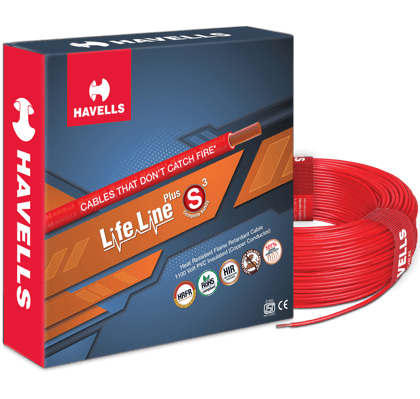 HAVELLS LIFE LINE PLUS S3 HRFR CABLES 2.5MM 90MTR LENGTH COPPER WIRE (100% ORIGINAL)