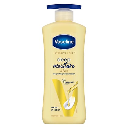Vaseline Intensive Care, Deep Moisture Nourishing Body Lotion, 400ml, for Radiant, Glowing Skin, with Glycerin, Non-Sticky, Fast Absorbing, Daily Moisturizer for Dry, Rough Skin, For Men & Women