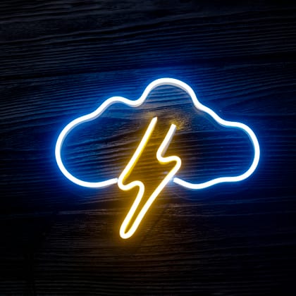 OVG Thunder Cloud Neon Sign Board LED Light, 9inch × 11inch Blue and Yellow Neon for Wall decor, Bedroom, Kids Room and All Occasions (1 piece light with Adapter) OVG Thunder Cloud Neon Sign Board LED Light, 9inch × 11inch Blue and Yellow Neon for Wall decor, Bedroom, Kids Room and All Occasions (1 piece light with Adapter)