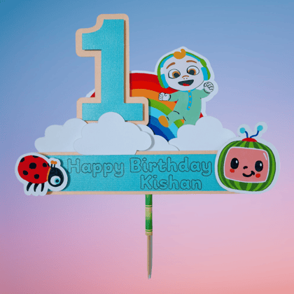 Partybus Cocomelon Cake Topper - with Age and Name