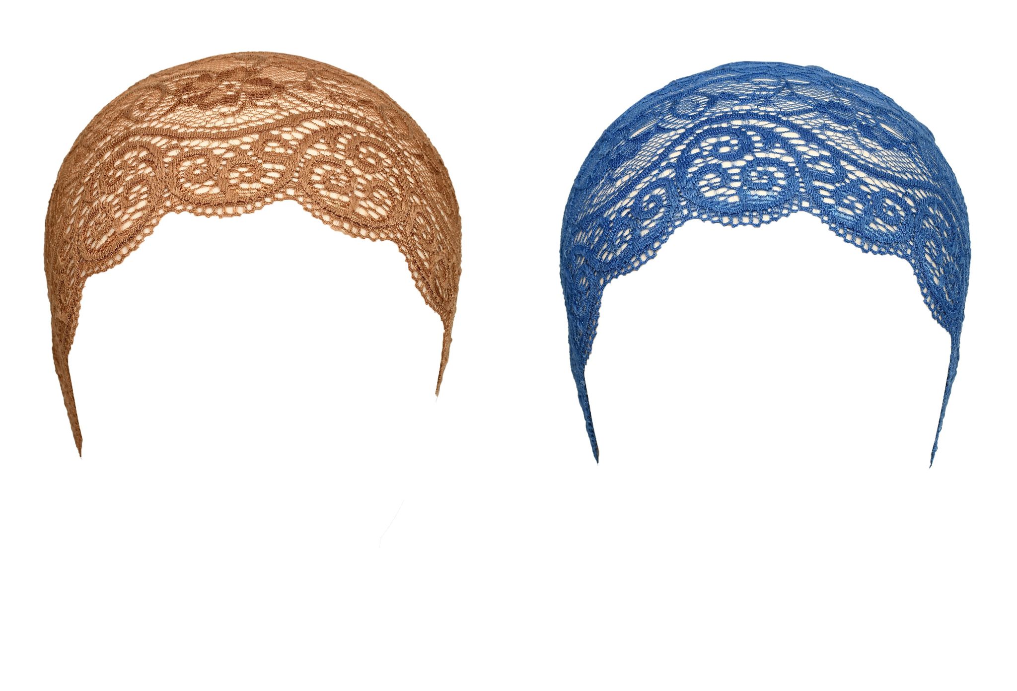 Girls and Womens Hijab Cap Hijab Headband, Under Hijab Scarf Tawny and Blue Naqab Head Scarf (2 pcs)