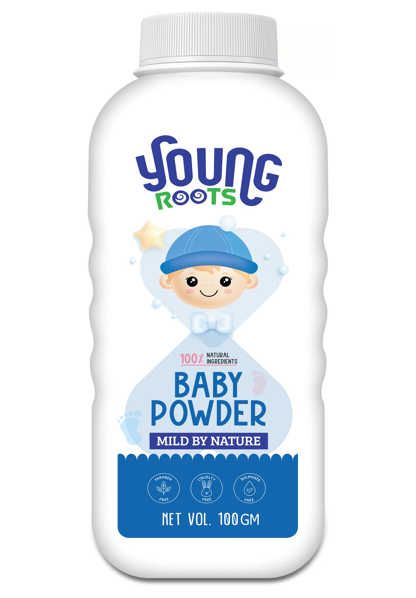 Young Roots Natural Baby Powder with Neem, Aloe Vera, Paraben & Sulfate Free, Derma Tested