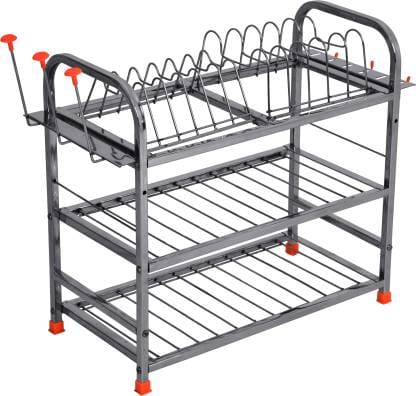 Dish Drainer Kitchen Rack Steel Stainless Steel Utensils Kitchen Rack Dish Rack Plate & Cutlery Storage Rack