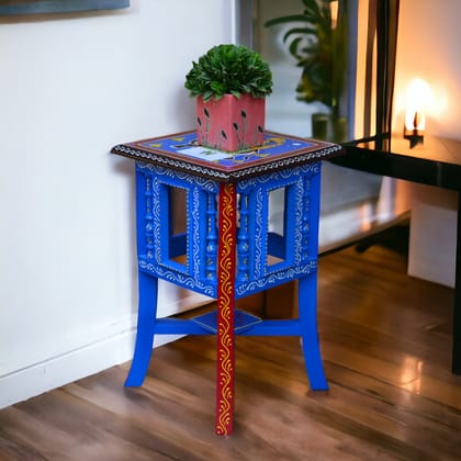 PushpKraft Wooden Hand Made Hand Painting Planter Stool set 1