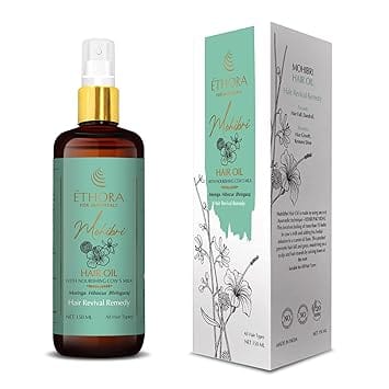 ETHORA Mohibri Natural Hair Oil for Massage for Strong and Bouncy Hair for all Hair Types, Dry Scalp & Hair Fall Control, Natural with Bhringraj, Moringa, Hibiscus, Brahmi, Sulphate & Paraben Free,150ml