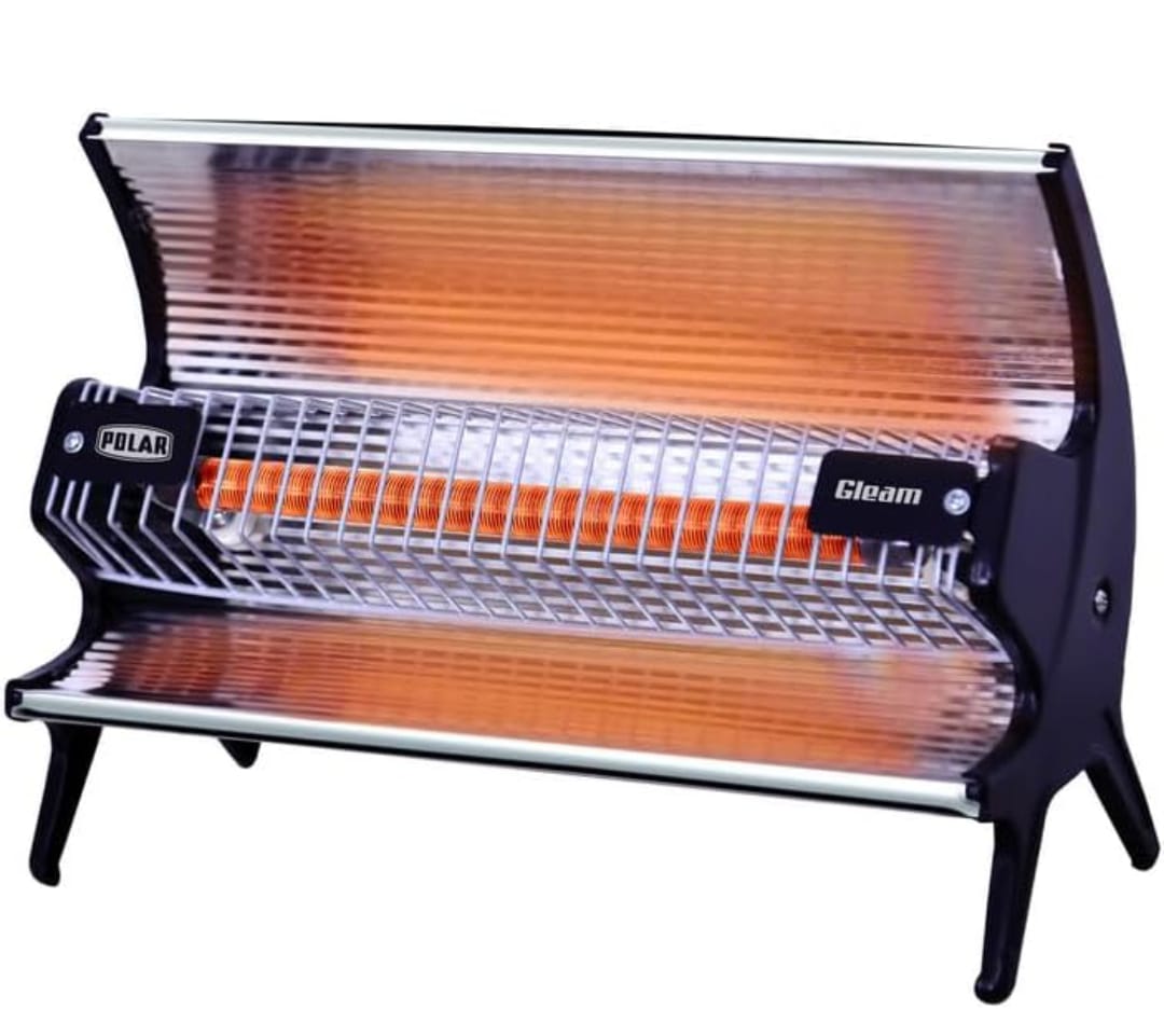 POLAR Gleam Ceramic Room Heater 1000 Watt | Stainless steel Heat Reflector | Nickle Chrome Grill | 2-Yr  Warranty