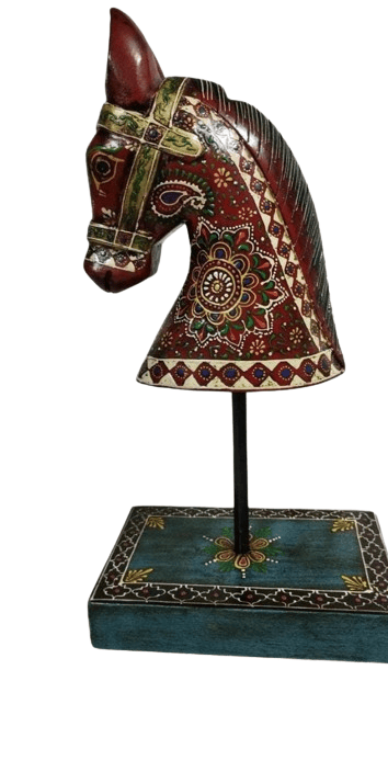 Wooden Hand-Painted Horse Stand For Home Decor, Living Room Decor, Bedroom Decor, Handmade Wooden Horse, Wooden Gift Item