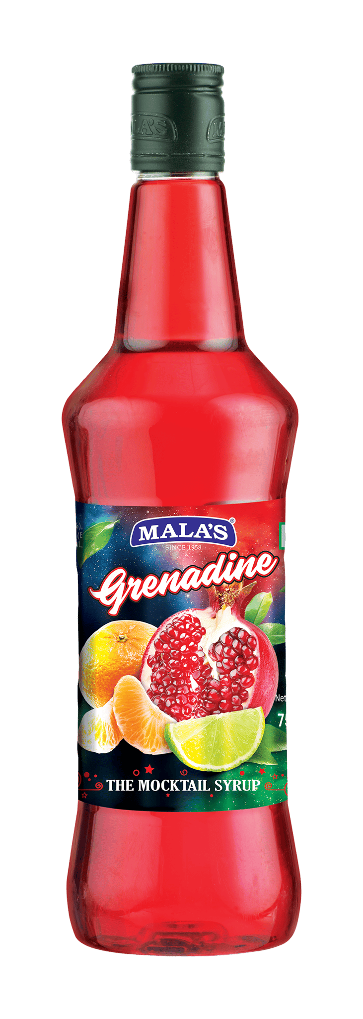 Mala's Granadine Cordial Syrup 750 ml for Mocktail & Cocktail