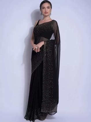 Sartorial Soir Embellished Bollywood Georgette Saree (Black) Sartorial Soir Embellished Bollywood Georgette Saree (Black)