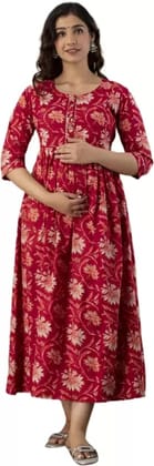 PALANI-HUB Women Maternity/Nursing Nighty  (Maroon)