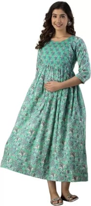 PALANI-HUB Women Maternity/Nursing Nighty (Light Green)