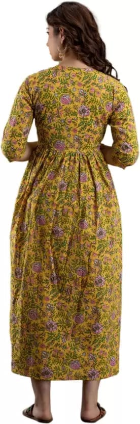 PALANI-HUB  Women Maternity/Nursing Nighty  (Yellow)