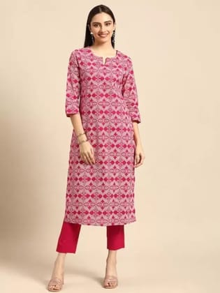 PALANI-HUB  Women Viscose Rayon Kurta and Trousers Set-Pink