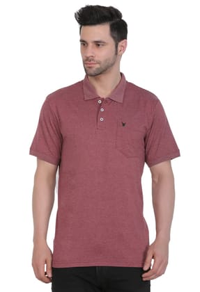 Men's Poly Viscose Polo Plain Tshirt (Maroon Melange, Size: M)-PID43040 Men's Poly Viscose Polo Plain Tshirt (Maroon Melange, Size: M)-PID43040