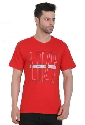Men's Cotton Jersey Round Neck Printed Tshirt (Red, Size: M)-PID43014 Men's Cotton Jersey Round Neck Printed Tshirt (Red, Size: M)-PID43014