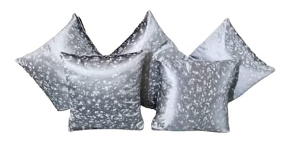 Cushion Cover/Pillowcase/Throw Pillow Cover 14x14 inches (35x35 cm), Pack of 5 Pcs. Latest Stylish Modern Decorative Metallic Silver Grey Premium Silk Cushion Cover/Pillowcase/Throw Pillow Cover 14x14 inches (35x35 cm), Pack of 5 Pcs. Latest Stylish Modern Decorative Metallic Silver Grey Premium Silk