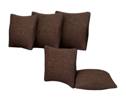 Sophisticated Sweetness: Chocolaty Jute Cushion Cover Set - 14x14 inch (35X35 cm) - Pack of 5 with Zipper Closure Sophisticated Sweetness: Chocolaty Jute Cushion Cover Set - 14x14 inch (35X35 cm) - Pack of 5 with Zipper Closure