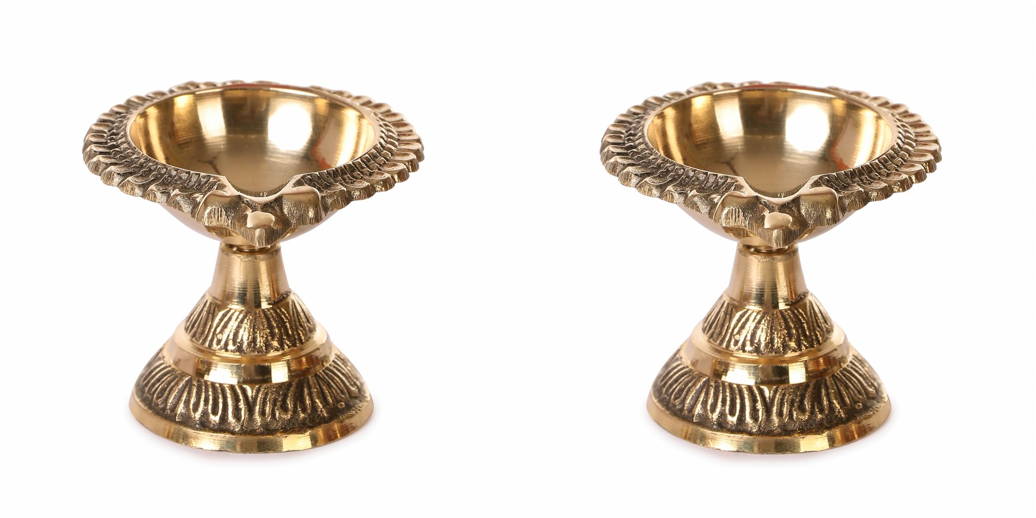 Pure Brass Diya for puja (Laxmi Kuber Diya Stand) Heavy quality | Set of 2 by Bulky Santa