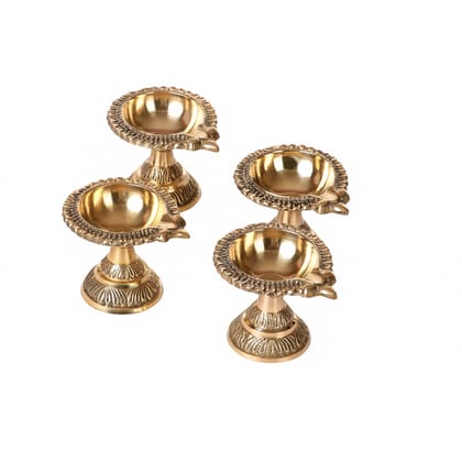 Pure Brass Diya for puja (Laxmi Kuber Diya Stand) Heavy quality | Set of 4 by Bulky Santa Pure Brass Diya for puja (Laxmi Kuber Diya Stand) Heavy quality | Set of 4 by Bulky Santa