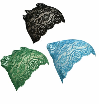 Girls and Womens Hijab Cap Hijab Headband, Under Hijab Scarf Black Green and Light Blue Naqab Head Scarf (3 pcs)