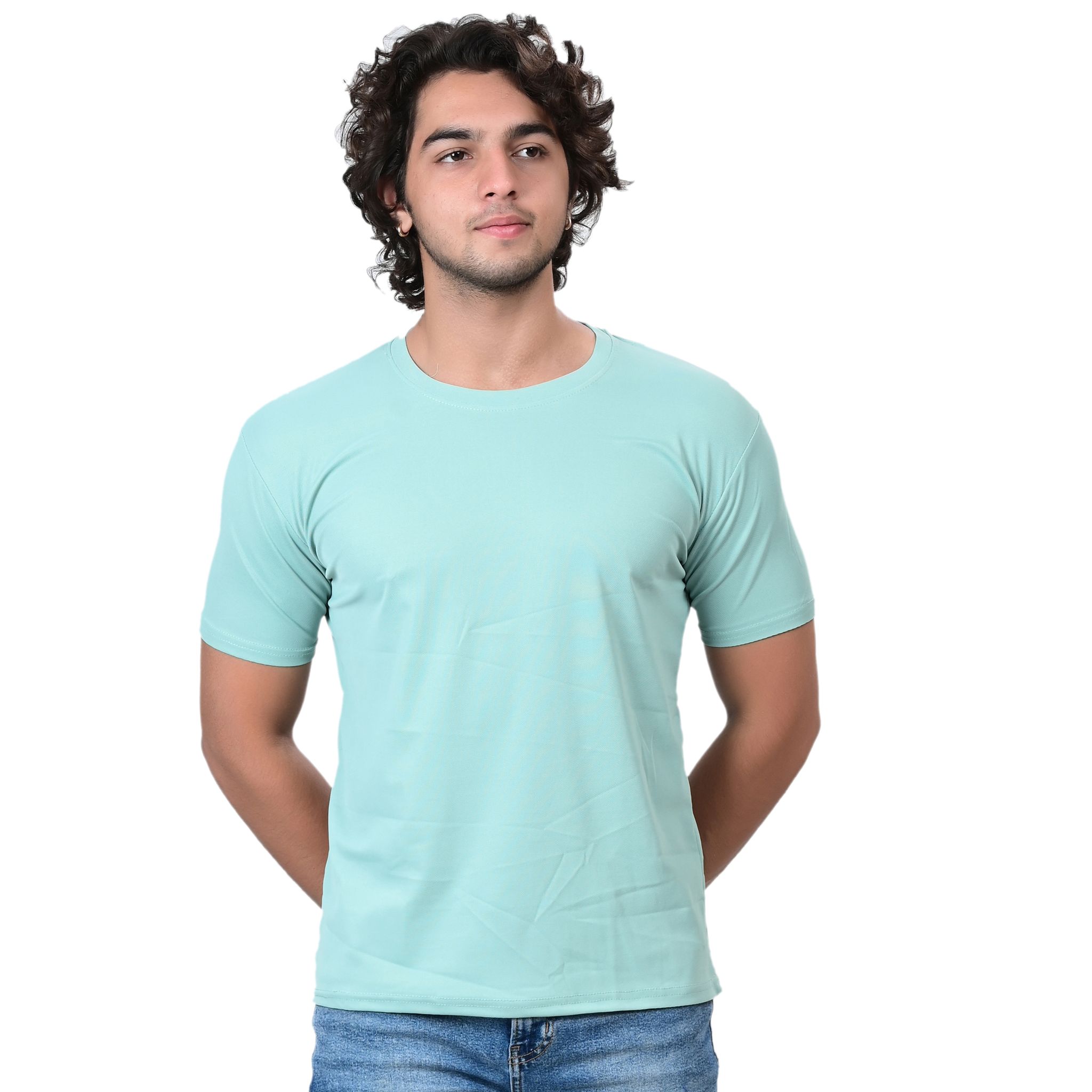 T-shirt Half Sleeve Round Neck T-Shirt | Light Blue