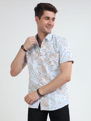 Golden Skyline Printed Half Sleeves Shirt Golden Skyline Printed Half Sleeves Shirt