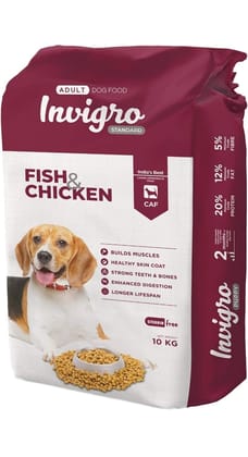 INVIGRO - Fish & Chicken Adult (Standard) Dry Dog Food, High Protein Variant-(10 KG) INVIGRO - Fish & Chicken Adult (Standard) Dry Dog Food, High Protein Variant-(10 KG)