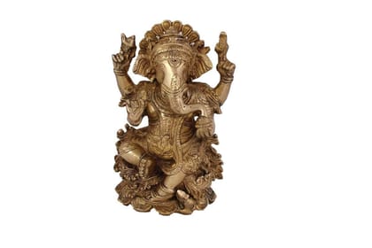 Arihant Craft� Hindu God Ganesha Idol Hand Craft Showpiece � 18.5 cm (Brass, Gold) Arihant Craft� Hindu God Ganesha Idol Hand Craft Showpiece � 18.5 cm (Brass, Gold)