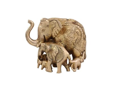 Arihant Craft� Ethnic Decor Elephant Statue Sculpture Showpiece Hand Work � 10 cm (Brass, Gold)
