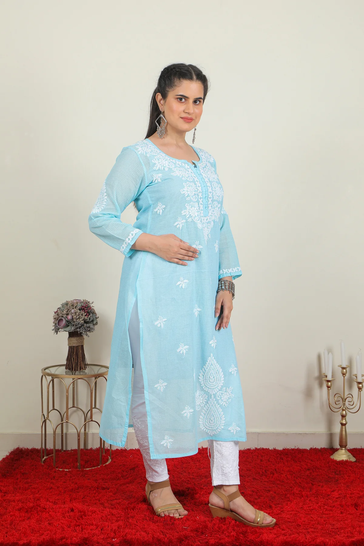 MIDHAT CHIKANKARI EMBROIDERY GEORGETTE KURTI | BLACK