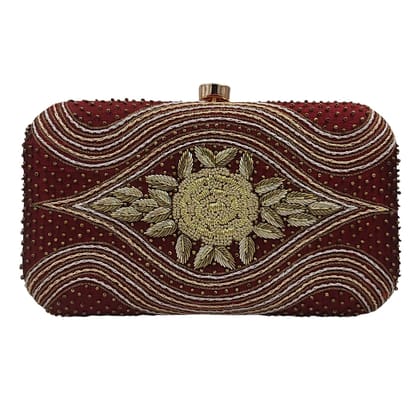 Altamash Chikankari Clutch Bag Maroon