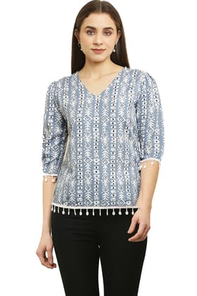 Tripti Enterprises Women's & Girls Soft Crepe V Neck Floral&nbsp;Print&nbsp;Top