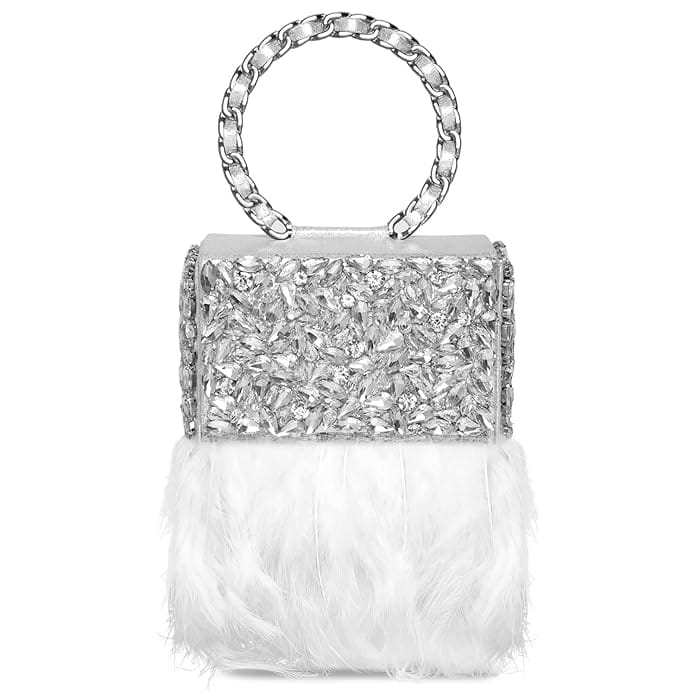Silk Potli white with a diamond finish Bag