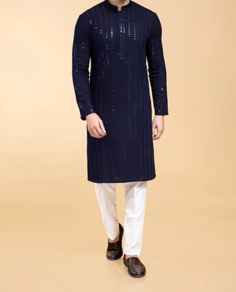 Men's Blue Chikankari Kurta Set