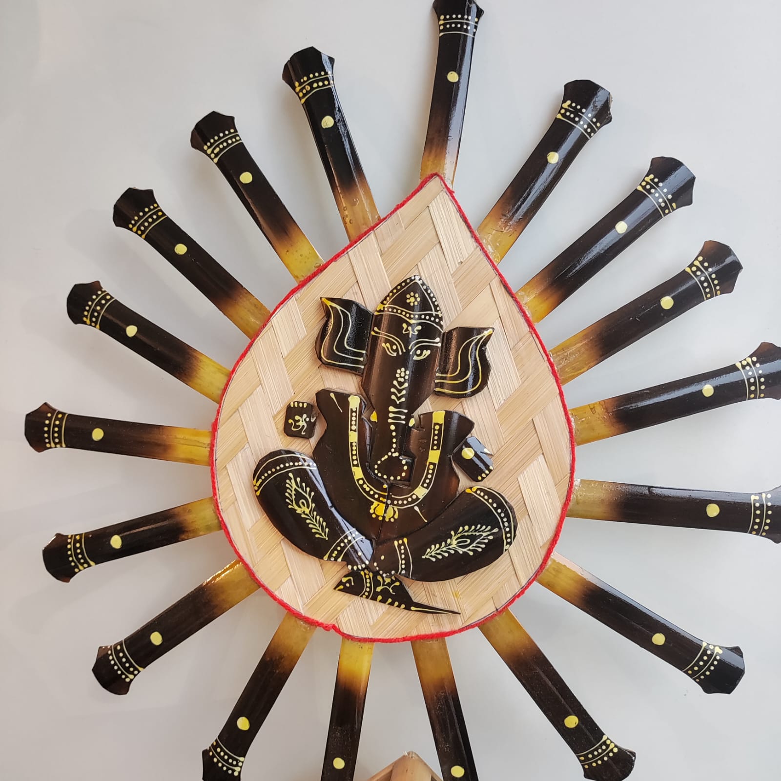 Round Ganpati ( Wall hanging made with bamboo )