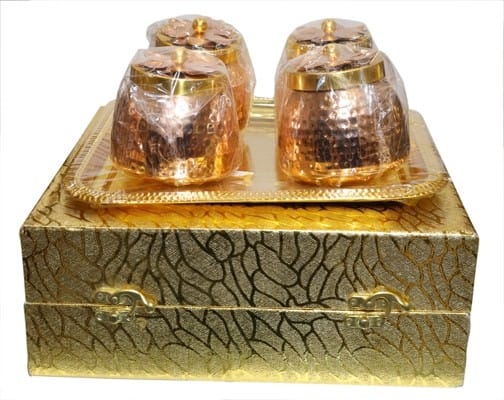 M N Sons Long Jar Set Golden -Color