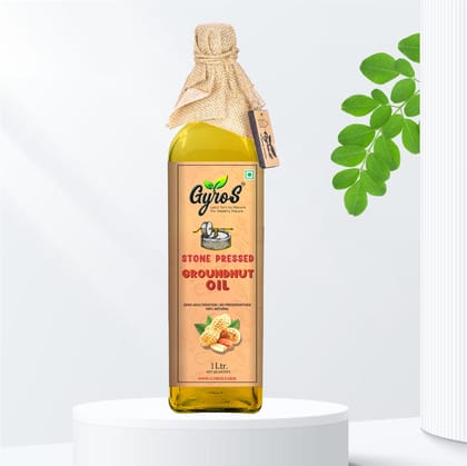 Stone Cold Pressed Groundnut Oil | Peanut Oil | Singdana Oil | Unfiltered | Unadulterated | Pure & natural | Glass Bottle | Gyros Farm