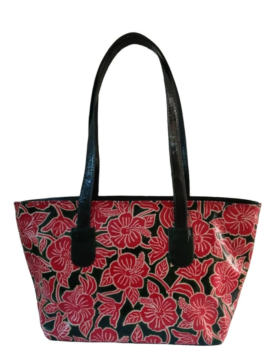 Shoulder Bag, Green Color with Floral Print