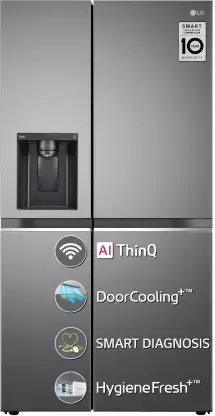 LG 635 L Frost Free Side by Side Refrigerator with Smart Inverter Compressor, AI ThinQ (Wi-Fi), Door Cooling+ & Hygiene Fresh+ (Shiny Steel, GL-L257CPZX)