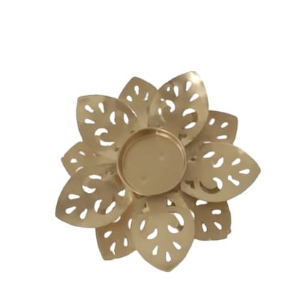 Decor D Planet / Brass Plated Flower T  Light Candle Holder
