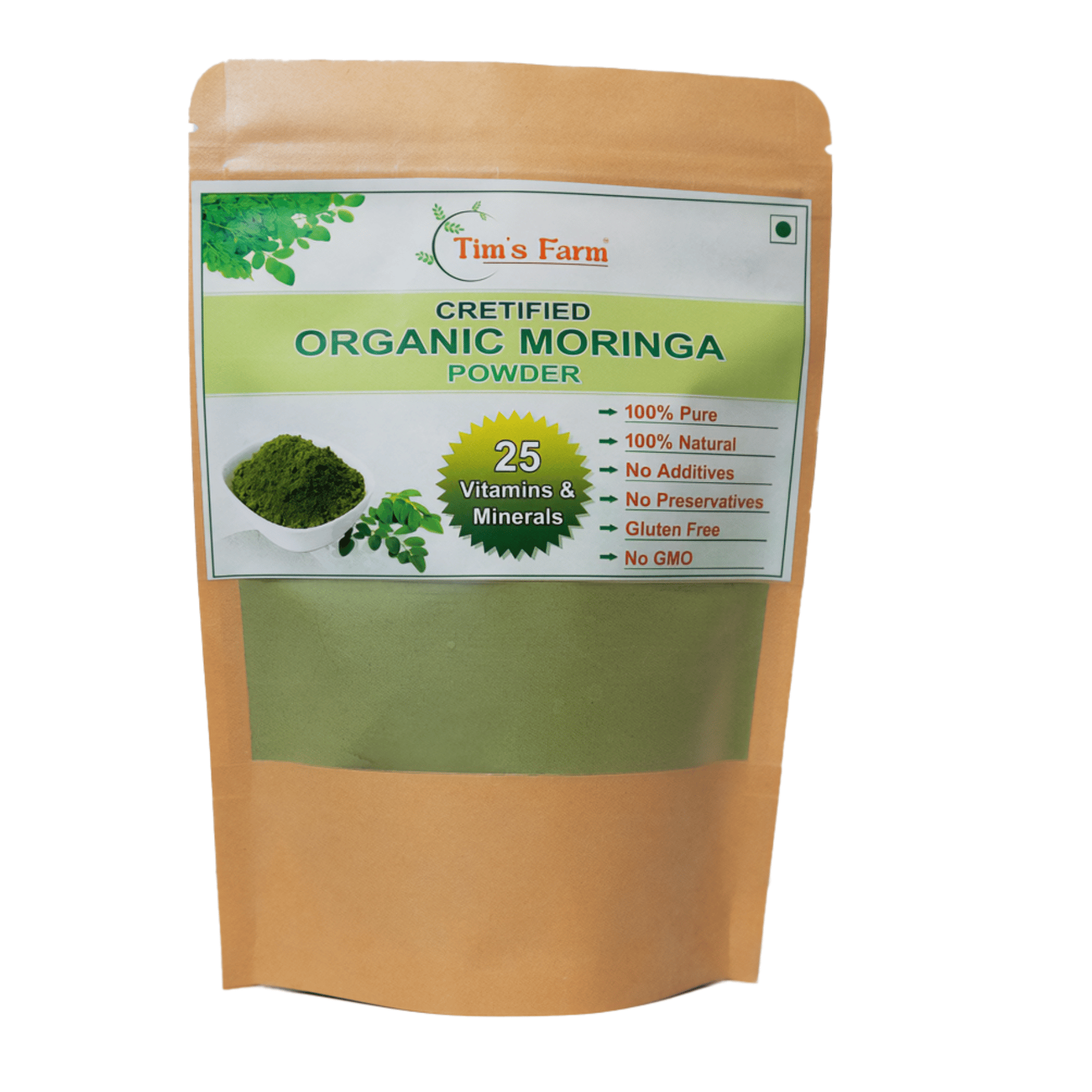 Tim's Farm Organic Moringa Powder | Drumstick Powder Organic | Immunity Booster & Anti-Oxidant