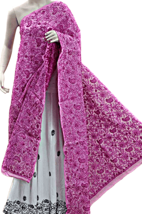Kalabattu Pink Allover Tepchi Hand Embroidered Lucknowi Chikankari Kalabattu Pink Allover Tepchi Hand Embroidered Lucknowi Chikankari