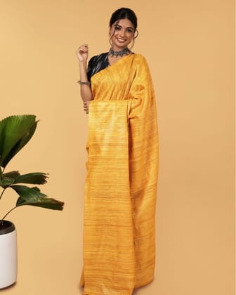 Silkmark Certified Gichcha Tussar Handloom Hand Dyed Brown Saree with Blouse-9497 Silkmark Certified Gichcha Tussar Handloom Hand Dyed Brown Saree with Blouse-9497