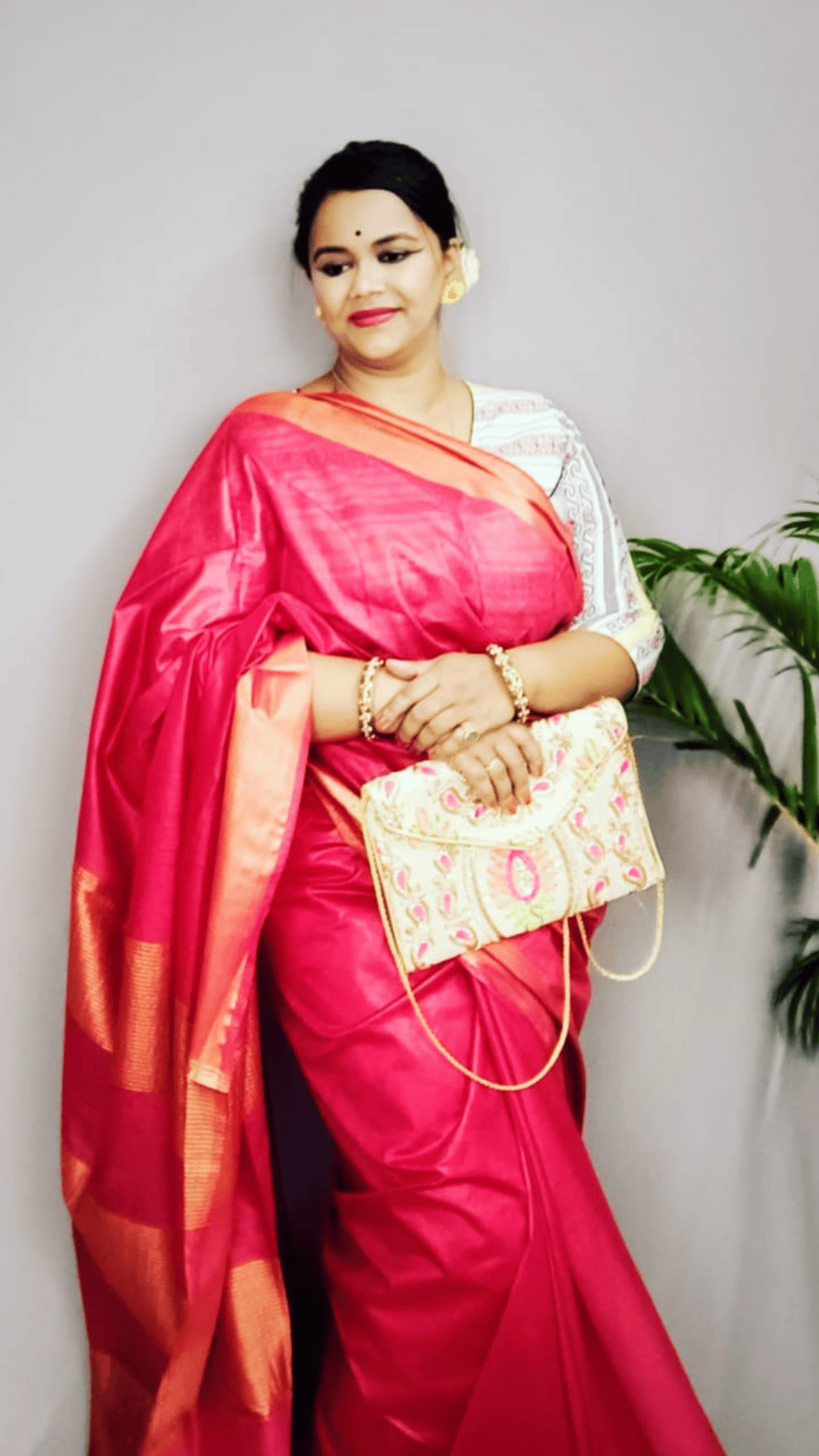 Handloom Jayashree Silk Saree Rose Red Color with Running Blouse-9508