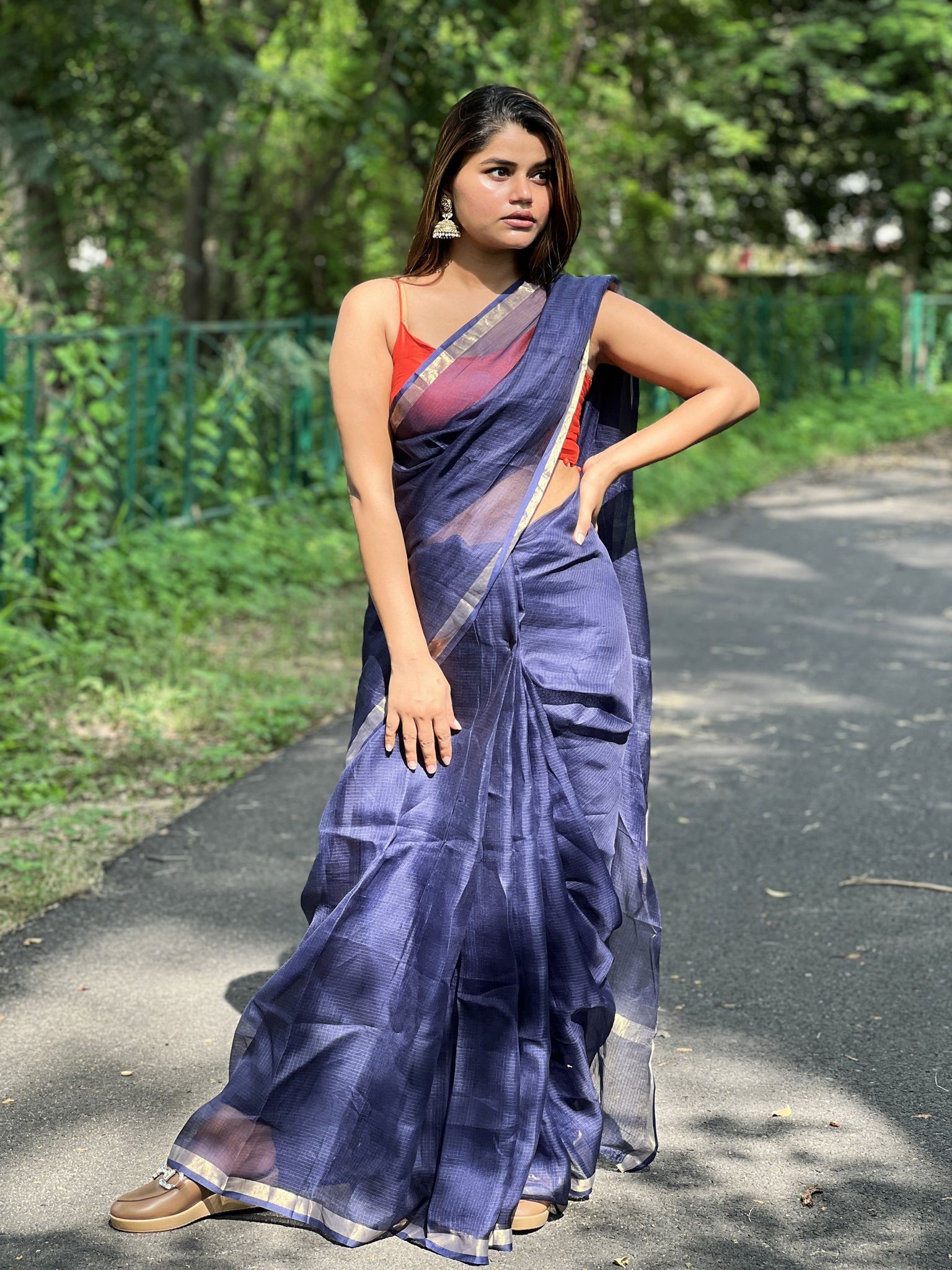 Kota Doria Pure Silk Saree Hand Dyed with Blouse-7640