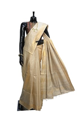 Tasar Silk Saree Woven with Golden Zari Border Tasar Silk Saree Woven with Golden Zari Border