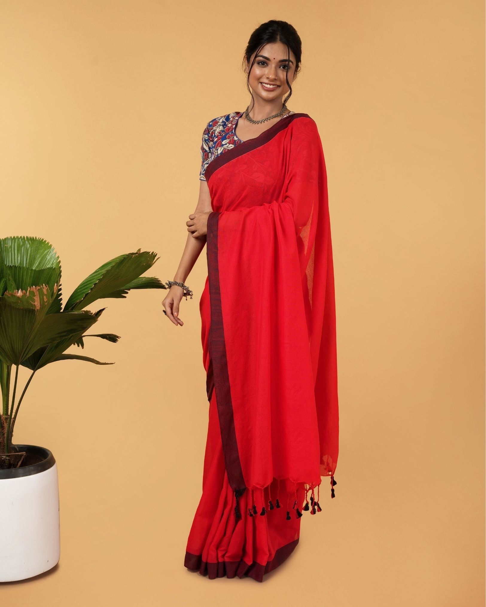 Pure Handloom Mul Cotton Saree 120 Count (Without Blouse)-9927