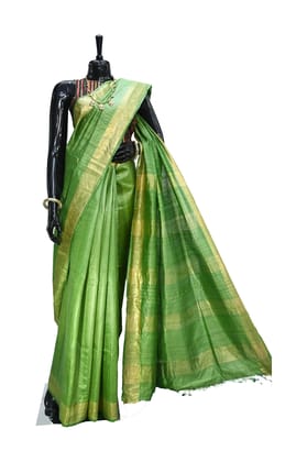 Tasar Silk Saree Woven with Golden Zari Border and Pallu Tasar Silk Saree Woven with Golden Zari Border and Pallu