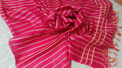 Katan Silk Banarasi Brocade Dupatta Pink Color-1366