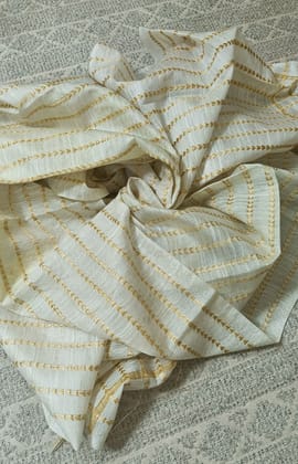 Katan Silk Banarasi Brocade Dupatta White Color-8085